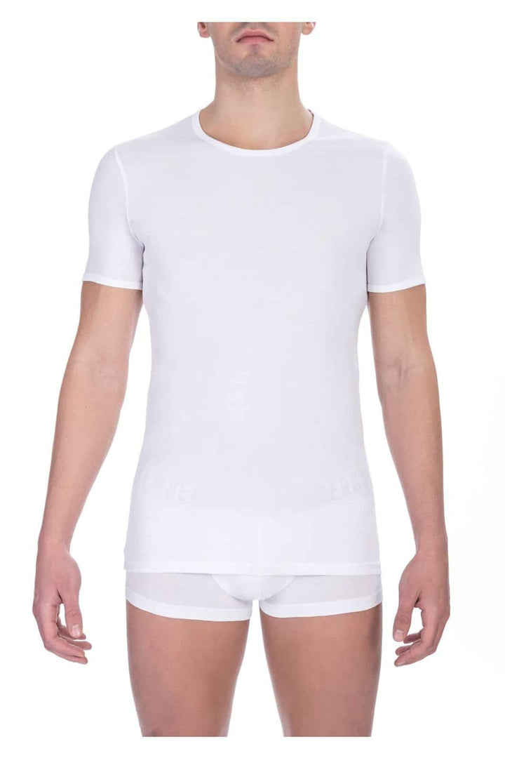 Bikkembergs 2er-Pack Unterwäsche-T-Shirts mit Rundhalsausschnitt – Herren – Stretch-Baumwolle L Weis