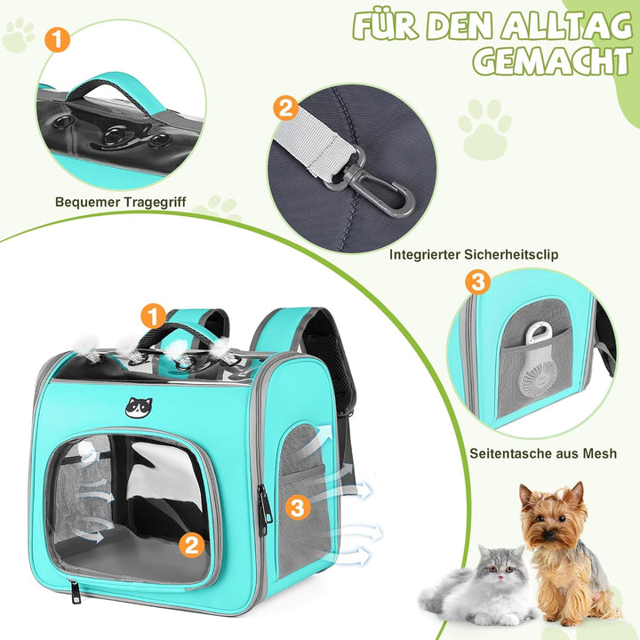 ALLSOPETS Katzenrucksack Faltbar Haustierrucksack mit Frontöffnung und Atmungsaktives Netzfenster Hu