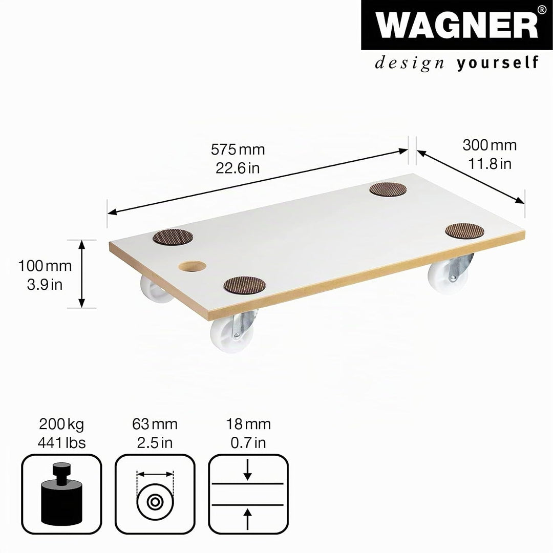 WAGNER Transporthilfe MM 1319 I 57,5 x 30 x 10 cm - Tragkraft 200 kg - Spezialbeschichtung I Anti-Ru