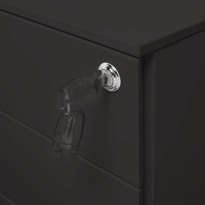 Makika Rollcontainer abschliessbar mit Schubladen 39x50x60 cm - mit 5 Rollen und Hängeregistratur -