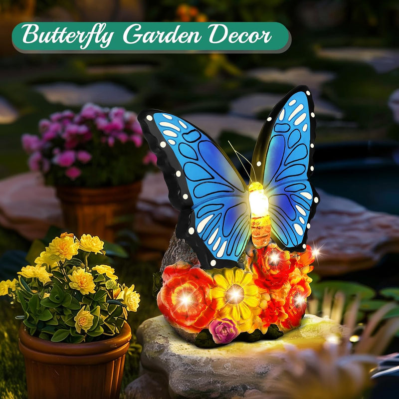 Linkax Geschenke für Frauen Mama Oma, Solar Gartenfiguren Schmetterling Gartendeko für Draussen, mit