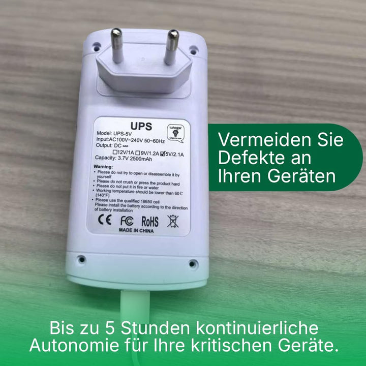 Mini-UPS 5V mit 2500mAh internem Akku und USB-Anschluss | UPS für Kameras und andere 5V-Geräte (max.