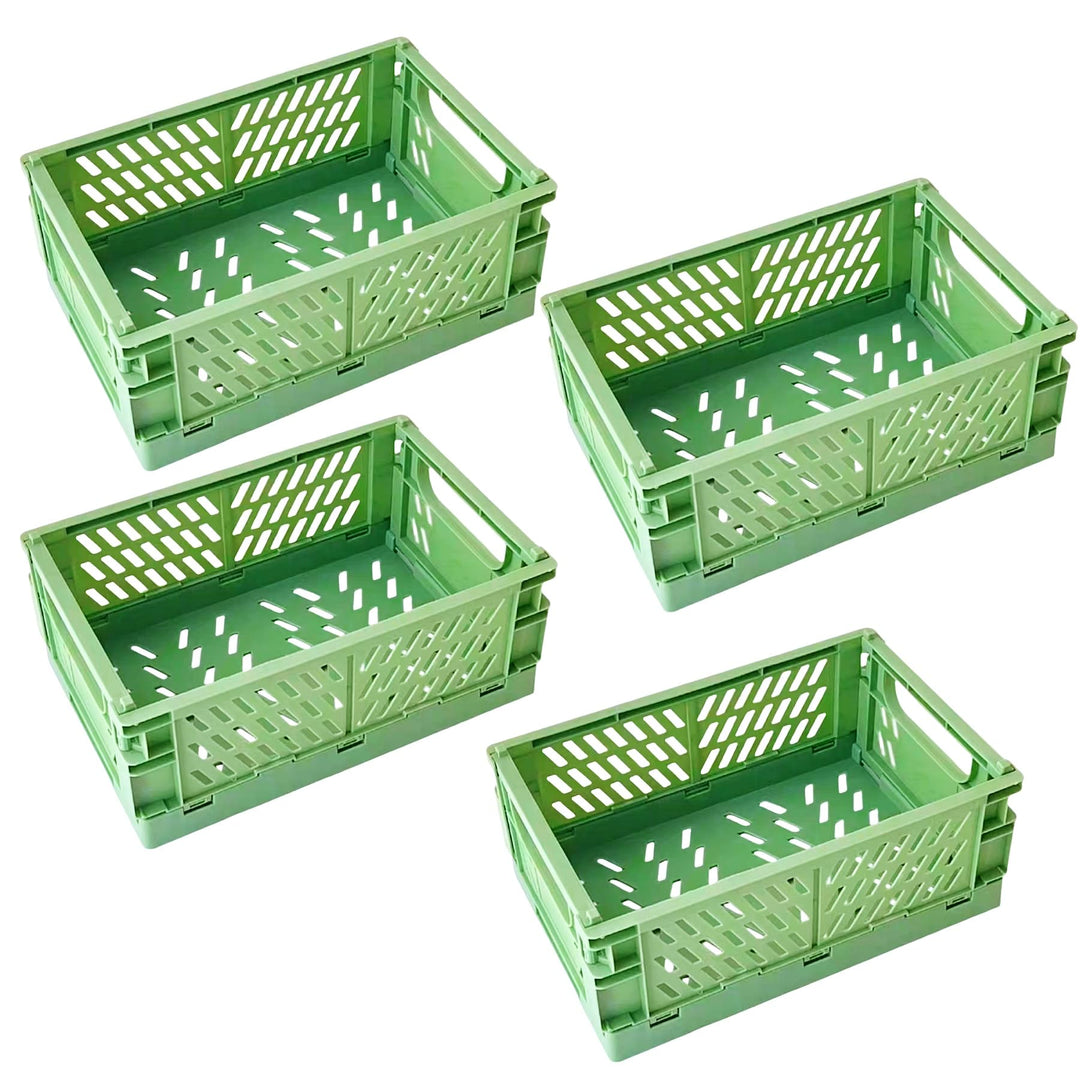 4 Stück Grün Klappbox 25×16×10cm,Klappkiste Körbe Aufbewahrung Zusammenklappbarer Tragbar Aufbewahru