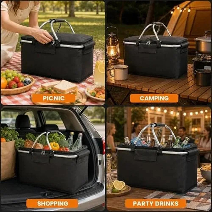 Einkaufskorb Faltbar, Einkaufskorb mit Kühlfunktion, Thermo als Picknickkorb,Tragekorb,Kühlbox Tragb