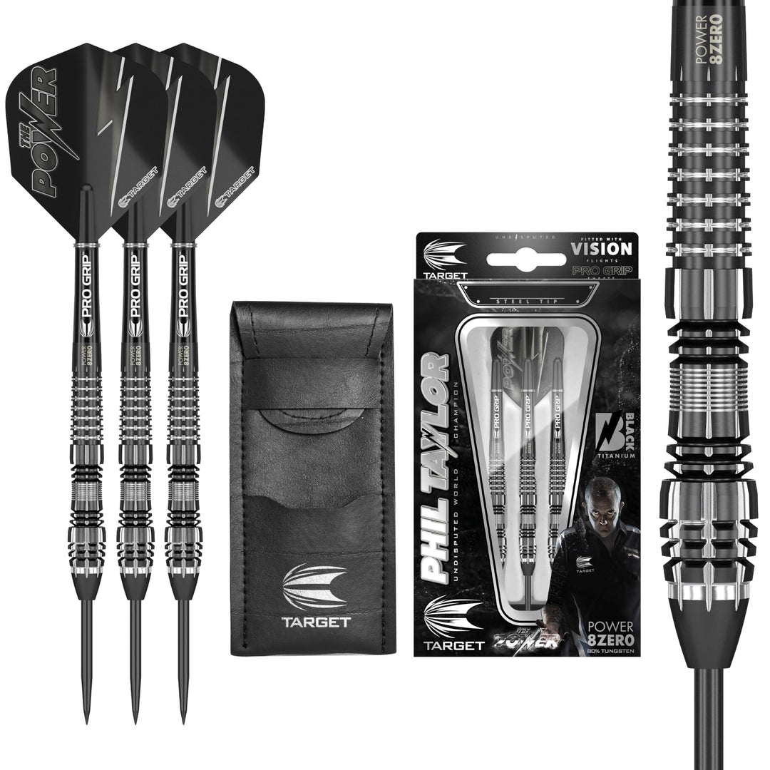 Target Darts Phil Taylor Power 8-Zero Schwarz 80% Wolfram Steeldarts-Set Schwarz P8Z4 25G Single, Sc