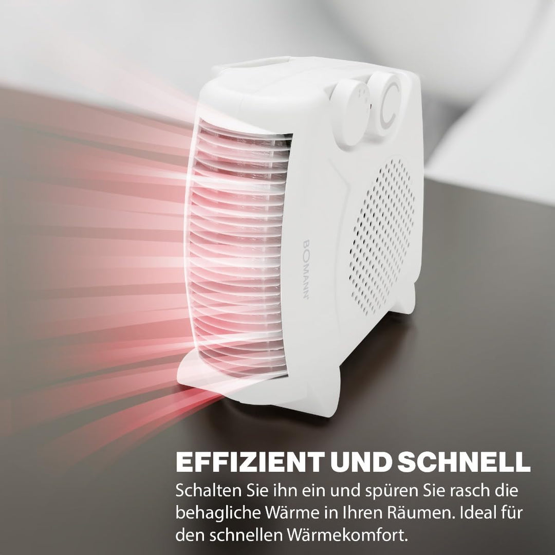 Bomann® mobiler &amp; kompakter Heizlüfter | Heizlüfter 2000W &amp; 1000W | Heizkörper mit Ventilatorfunktio