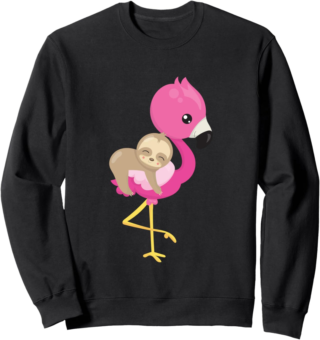 Baby Sloth Riding Flamingo Sweatshirt