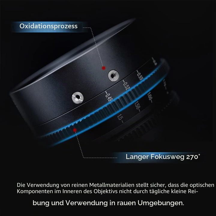 7artisans 25 mm T1.05 Cine Objektiv mit grosser Blende, manueller Fokus, geringe Verzerrung, Mini-Ki