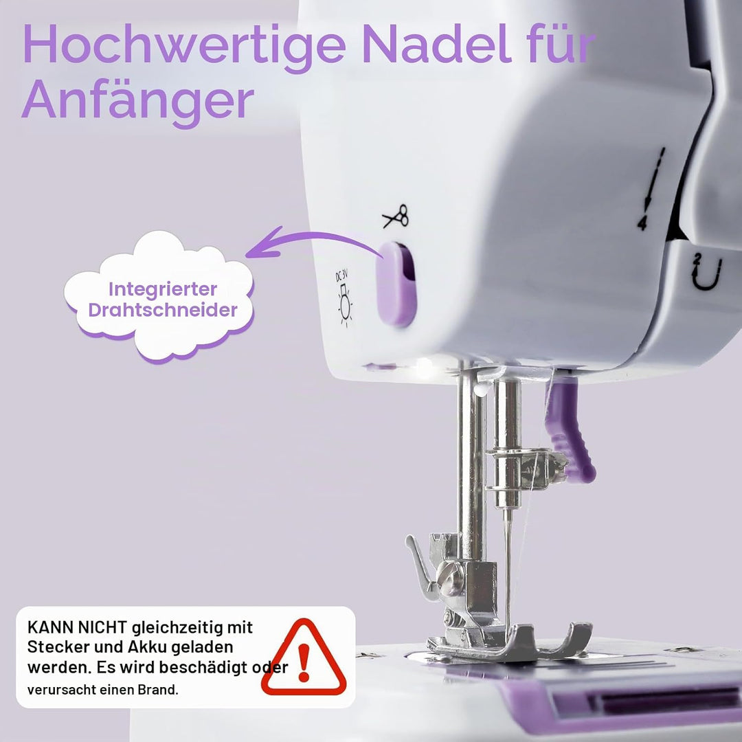Elektrische Handnähmaschine für Anfänger DIY Werkzeug Geschenk, 12 automatische Nähmuster Geschwindi