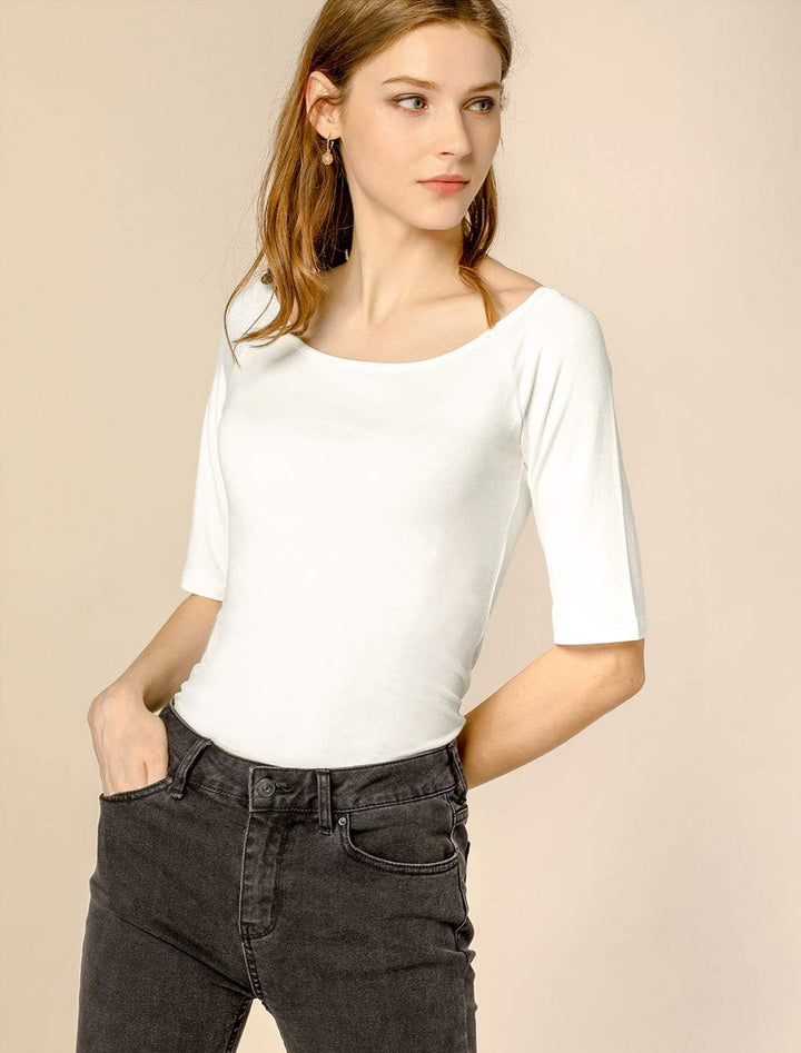 Allegra K Damen Basic Tee Bluse XL Beige, XL Beige
