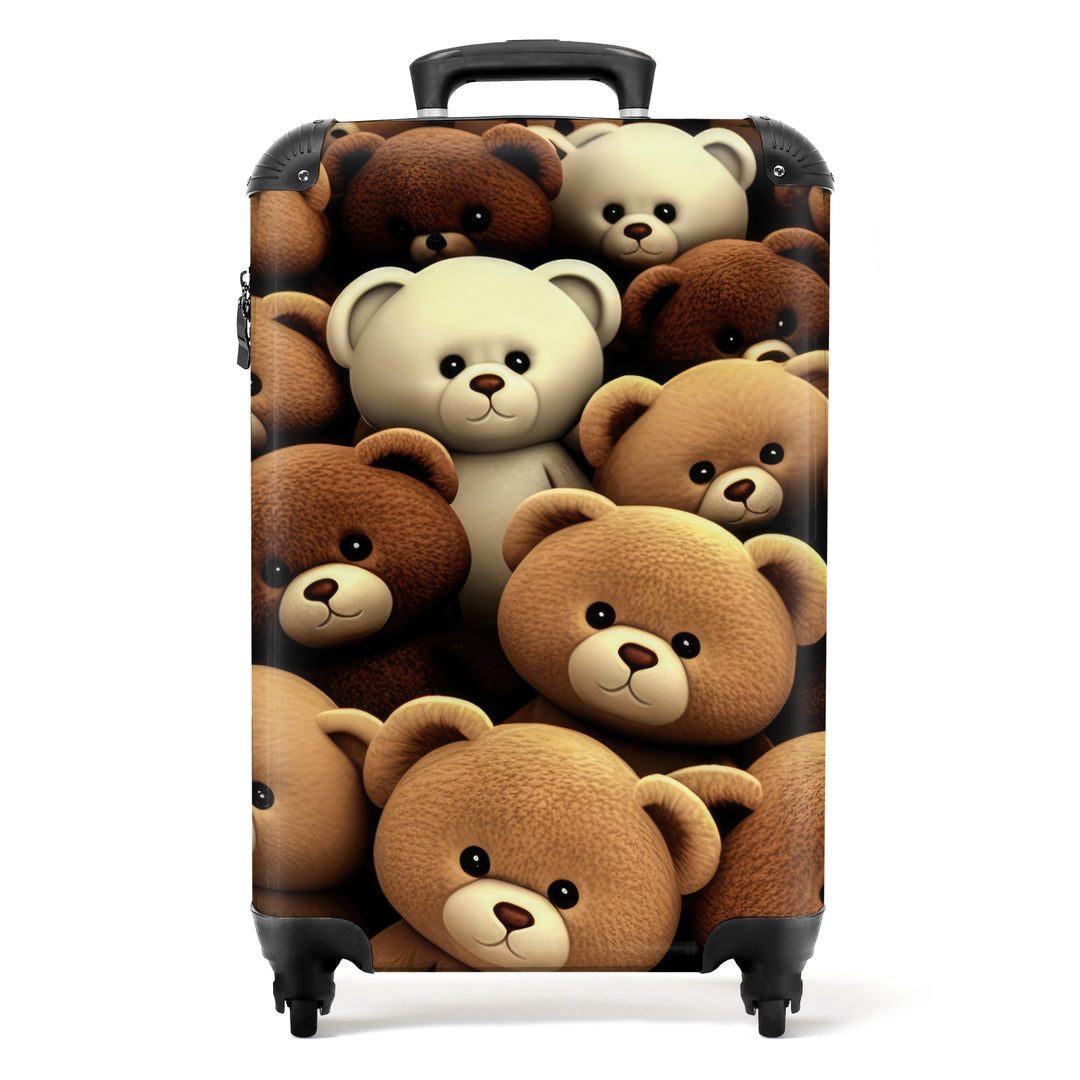 NoBoringSuitcases.com® Koffer Handgepäck Trolley Rollkoffer Kleine Reisekoffer mit 4 Rollen - Teddyb
