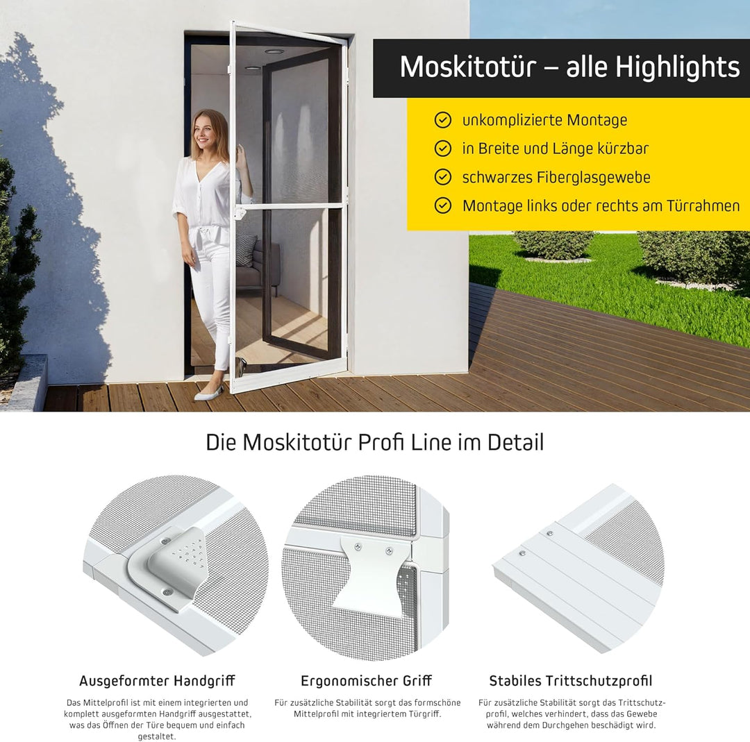 Jalousiescout ProtectLine Fliegengittertür zum Schutz vor Mücken, strapazierfähiges Fiberglas mit Al