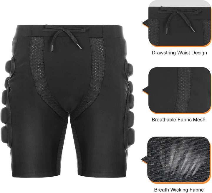 Relaxyee Schützende gepolsterte Shorts, 3D-Schutz, Kurze Hose, Hüftpolster-Kompressionsshorts, Aufpr