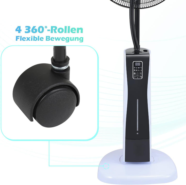 Daromigo Standventilator, 2L Standventilator mit Sprühnebel, ventilator mit Wasserkühlung, Sprühnebe