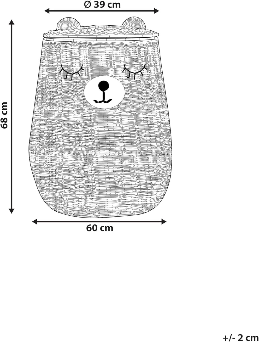 Aufbewahrungskorb aus Seegras Bärenform natürlich beige 68 cm Fulan