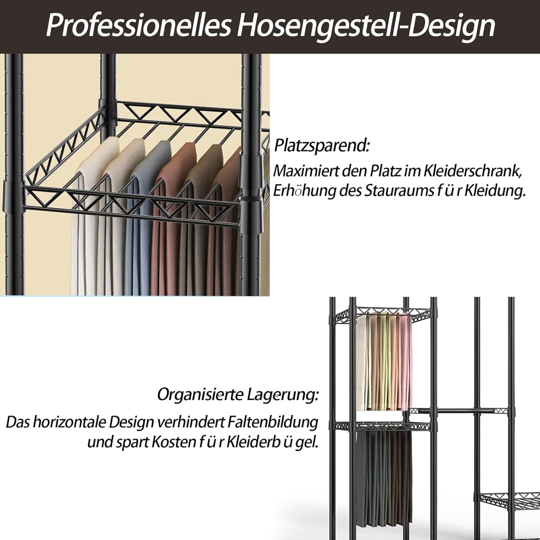 AQRA Offener Kleiderschrank System,Kleiderständer mit 9 Höhenverstellbarem Regalböden und 5 Kleiders