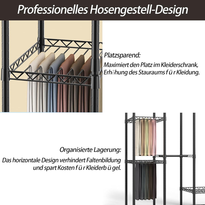 AQRA Offener Kleiderschrank System,Kleiderständer mit 9 Höhenverstellbarem Regalböden und 5 Kleiders