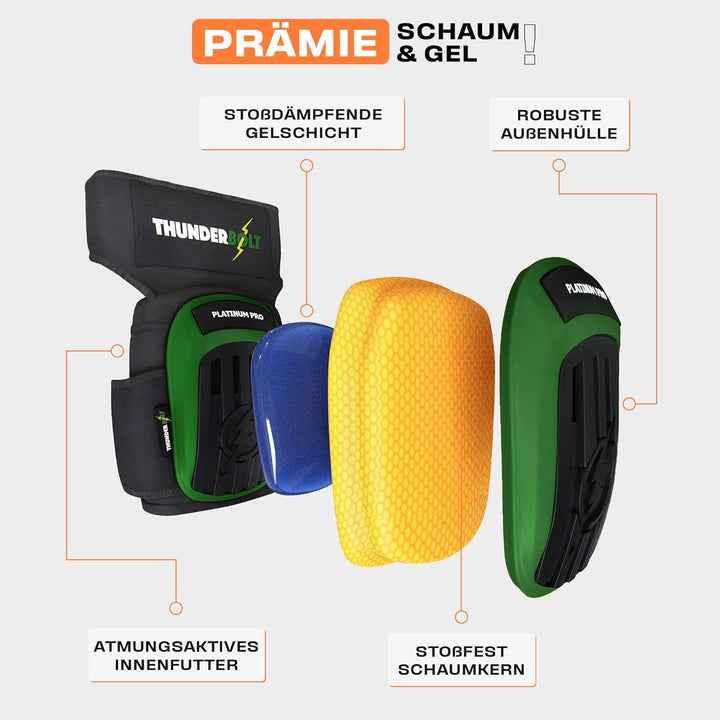 Thunderbolt® Knieschoner Professioneller Knieschützer mit komfortablem Gelkissen Knieschoner Fliesen