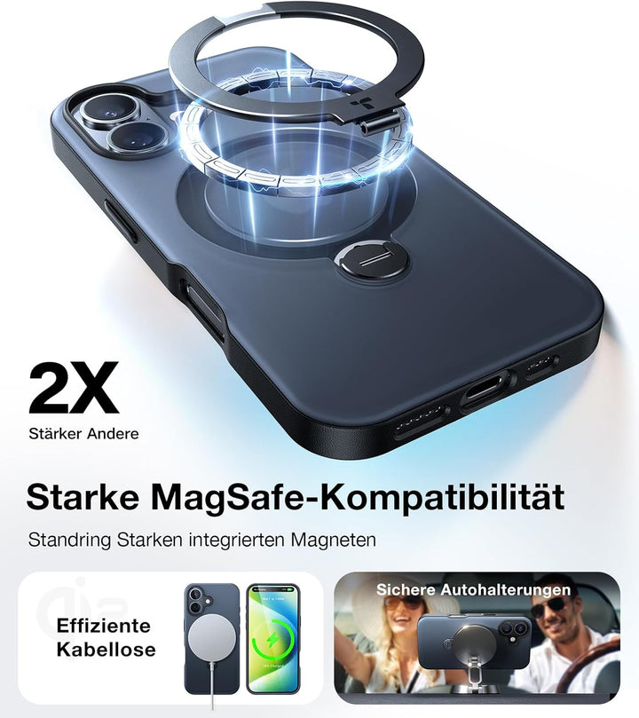 TORRAS 360° Ostand Spin für iPhone 16 Plus Hülle für Magsafe (Magnetischer Robust Standring) Zertifi