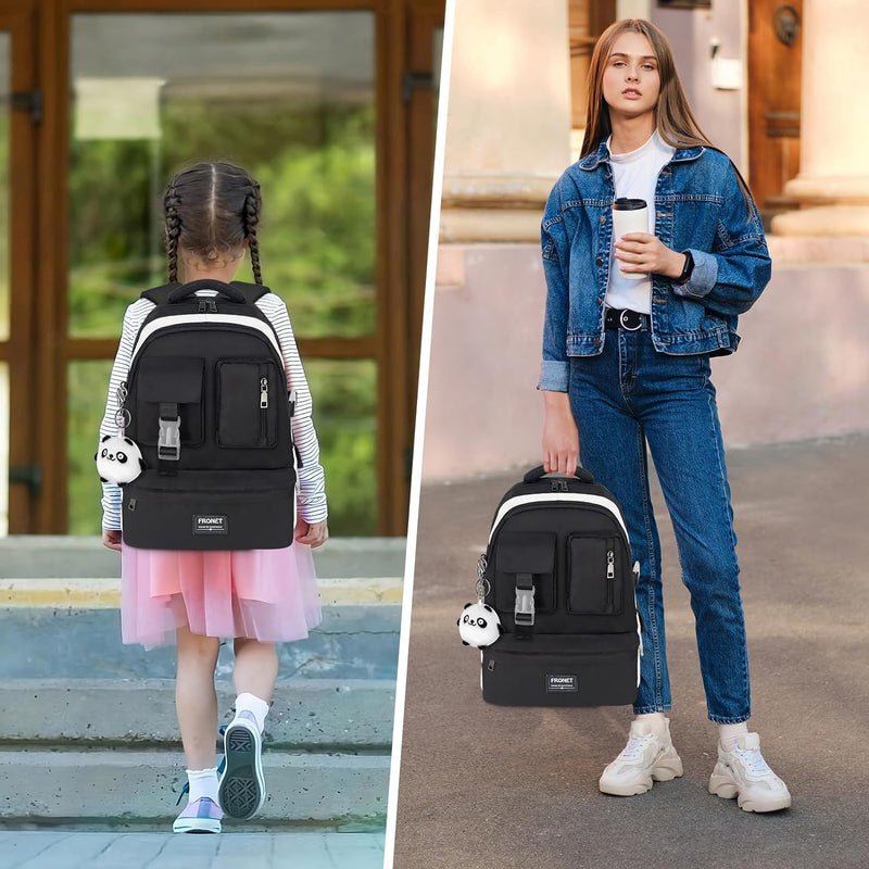 FRONET Schulrucksack Mädchen Teenager Rucksack Tagesrucksack Damen 16 Zoll Laptop-Rucksäcke Wasserdi