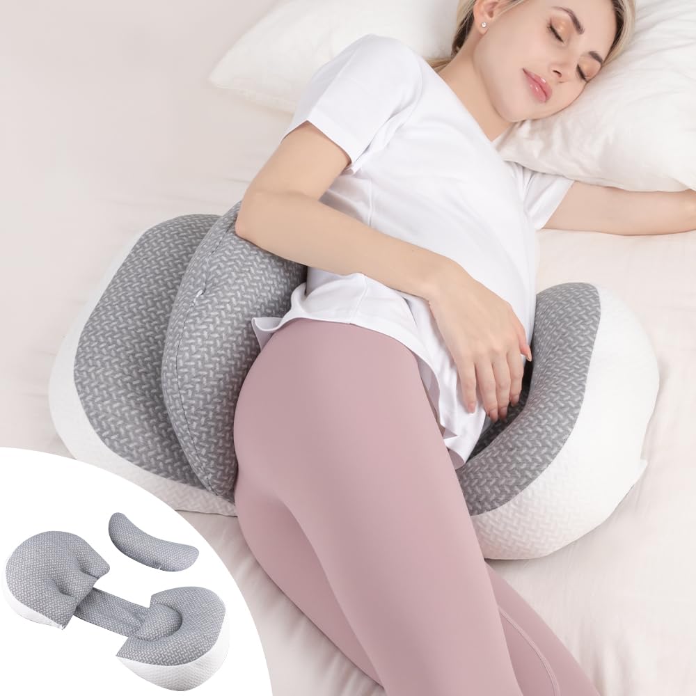 Chilling Home Schwangerschaftskissen zum Schlafen, Seitenschläferkissen für den Bauch, Verstellbares