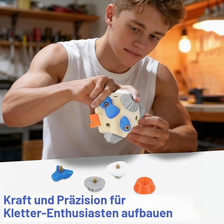 Handgefertigter 3D Boulder-Block mit 12 Harzhaltern, Tragbares Kletterball Fingergriff-Trainer Sport