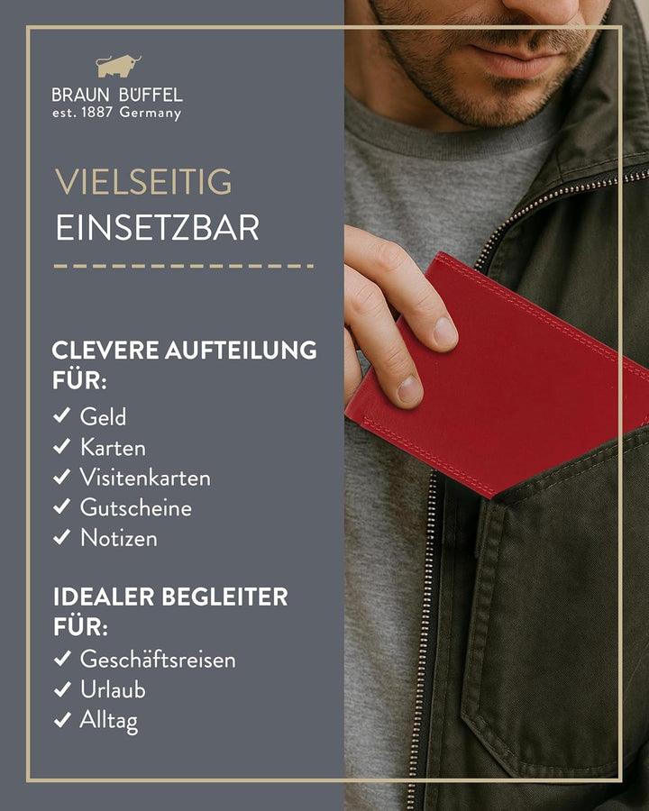 BRAUN BÜFFEL Damen Geldbörse aus echtem Leder Golf 2.0 - Portemonnaie für Frauen - 4 Kartenfächer -