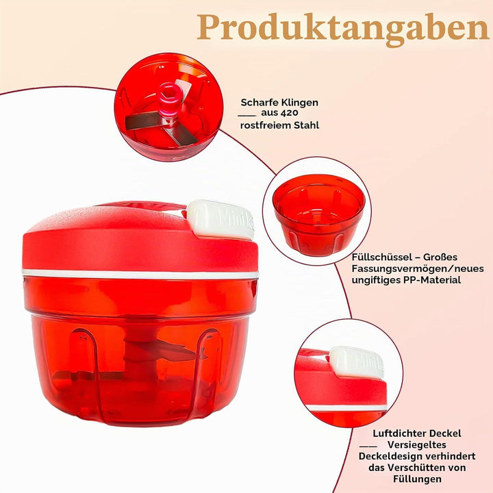 Zwiebelschneider mit Seilzug, Zwiebel Zerkleinerer manuell Multizerkleinerer Rot knoblauchhacker für