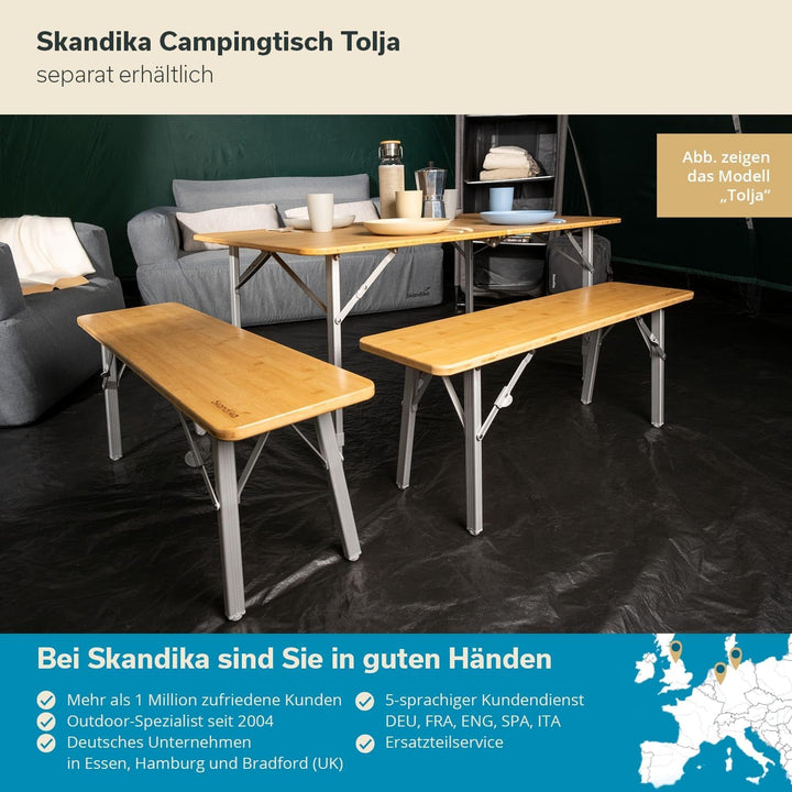 Skandika Sitzbank Tobro 2er Set | Campingbank aus Bambus, 100 x 27 x 39 cm, bis 200 kg belastbar, we