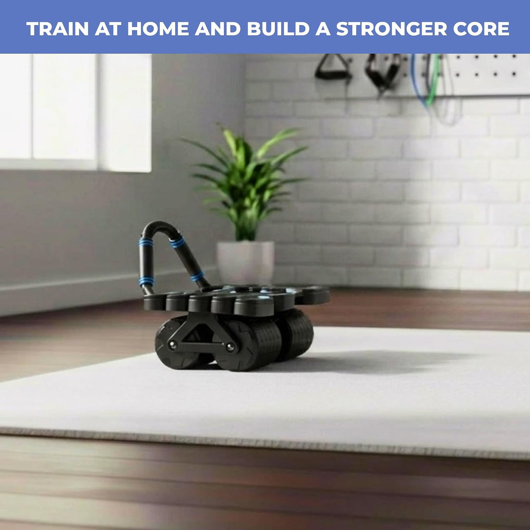 Roller für ABS mit automatischer Rückfederung. Bauchmuskeltrainer Bauchmuskelrad mit Ellbogenstütze.