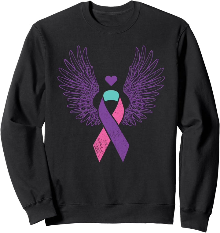 Thyroid cancer winged ribbon thyroid cancer awareness Sweatshirt