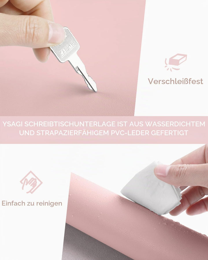 YSAGi Schreibtischunterlage, Mauspad mit Leder und Rutchfeste Wildleder, Multifunktionales Office Mo