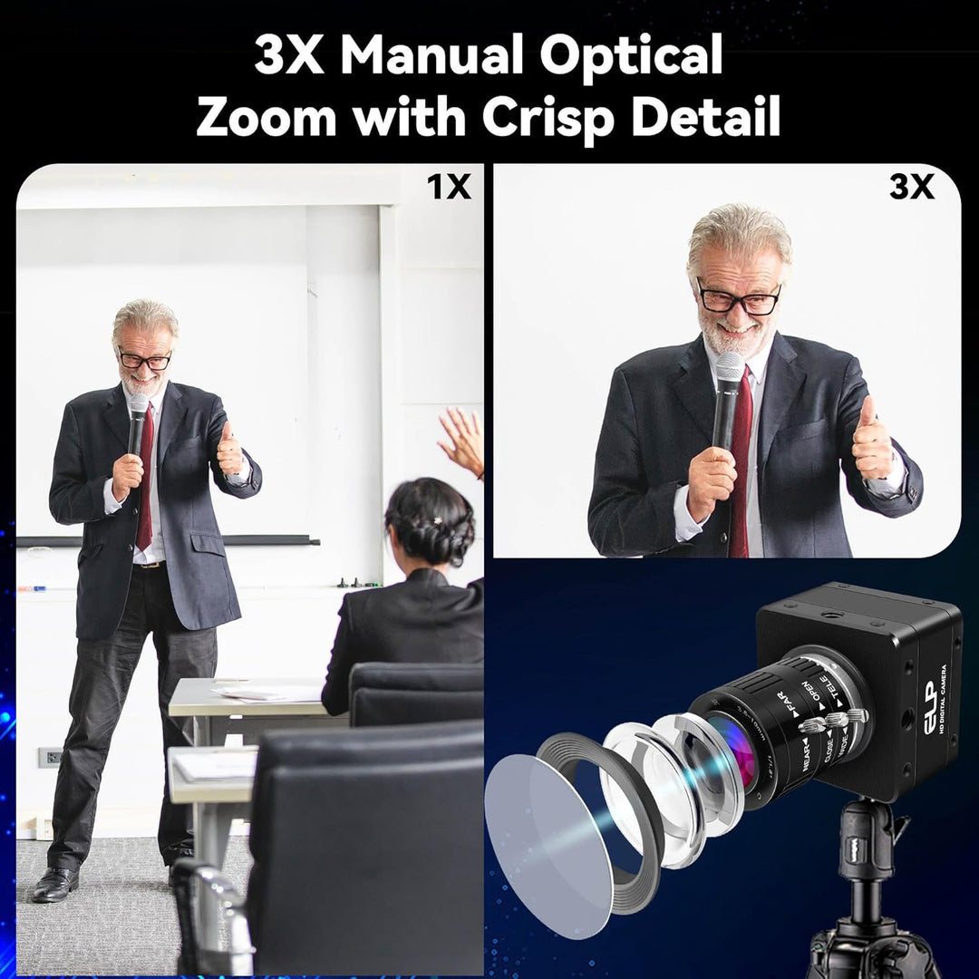 ELP 20MP USB 3.0 Industriekamera,4K UHD 3840P hohe Auflösung mit 3,6–10 mm 3-Fach manuellem Varioobj