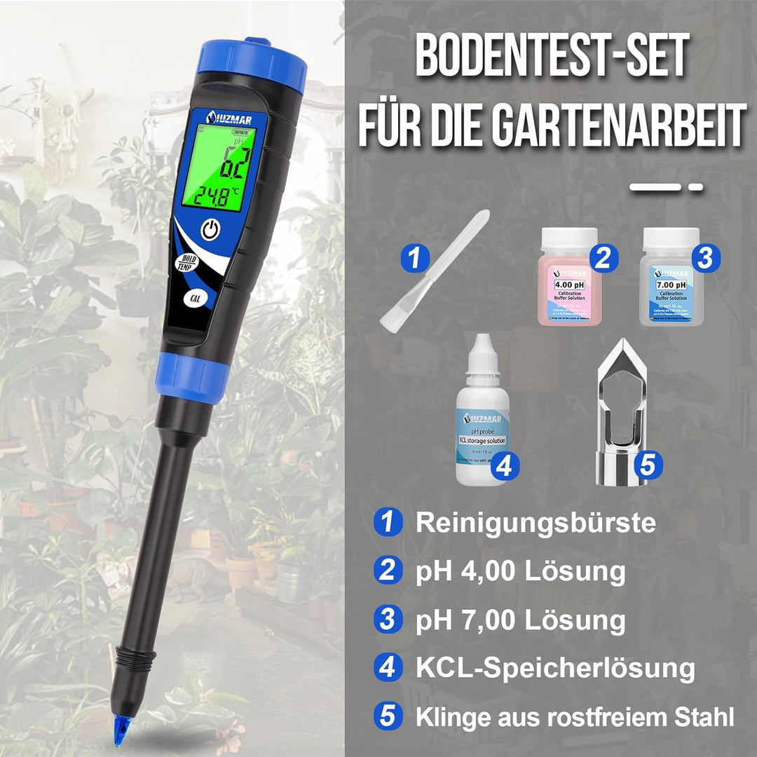 UIUZMAR Boden pH Messgerät, Elektronisches pH Meter für Pflanzen, pH Tester für Boden und Wasser, Di