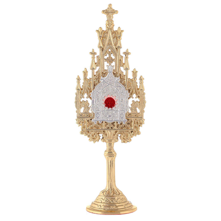 Holyart Monstranzen und Reliquiare aus Metall: Mini Reliquiar zweifarbigen Messing gotischen Stil 22