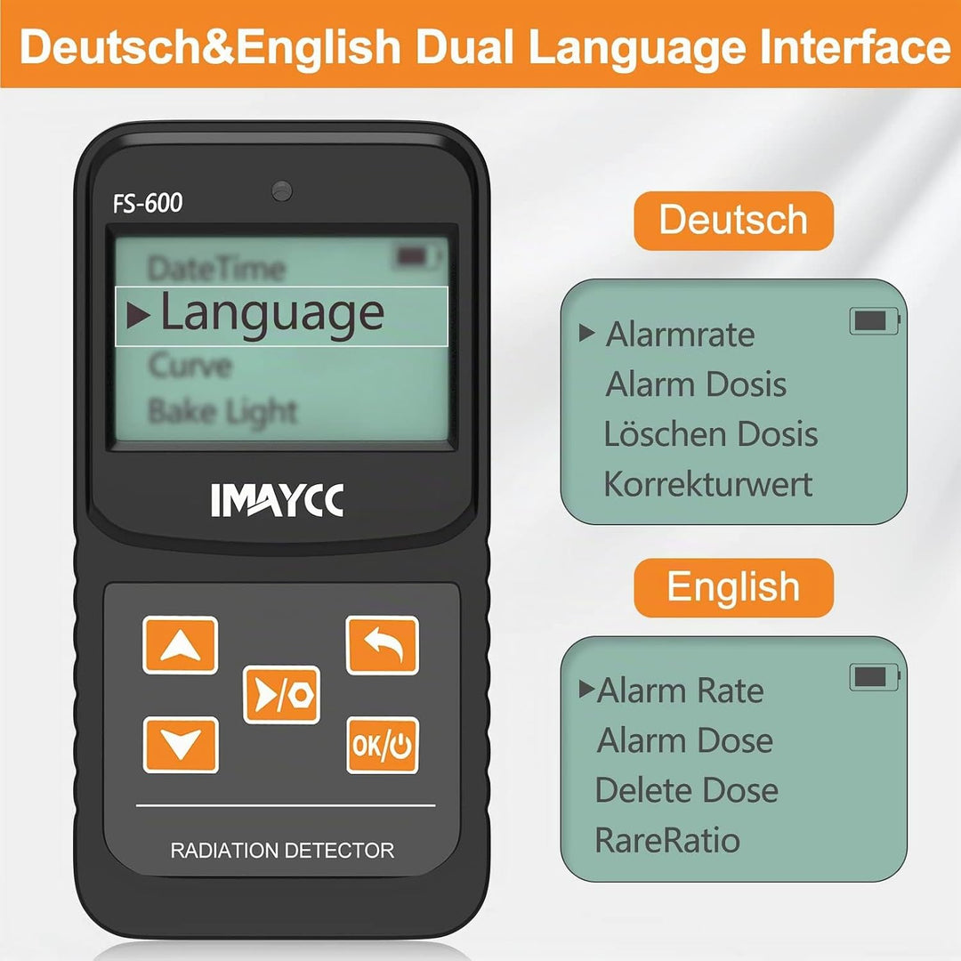 IMAYCC Geigerzähler，Digitaler Strahlungsdetektor mit Echtzeitanzeige，Kann in Privathaushalten, Unter