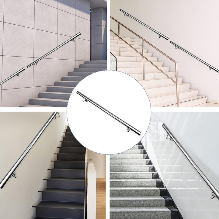CAVATINY Edelstahl Handlauf Geländer für Treppen Brüstung Balkon - Wandhandlauf Wandhalterung - Inne