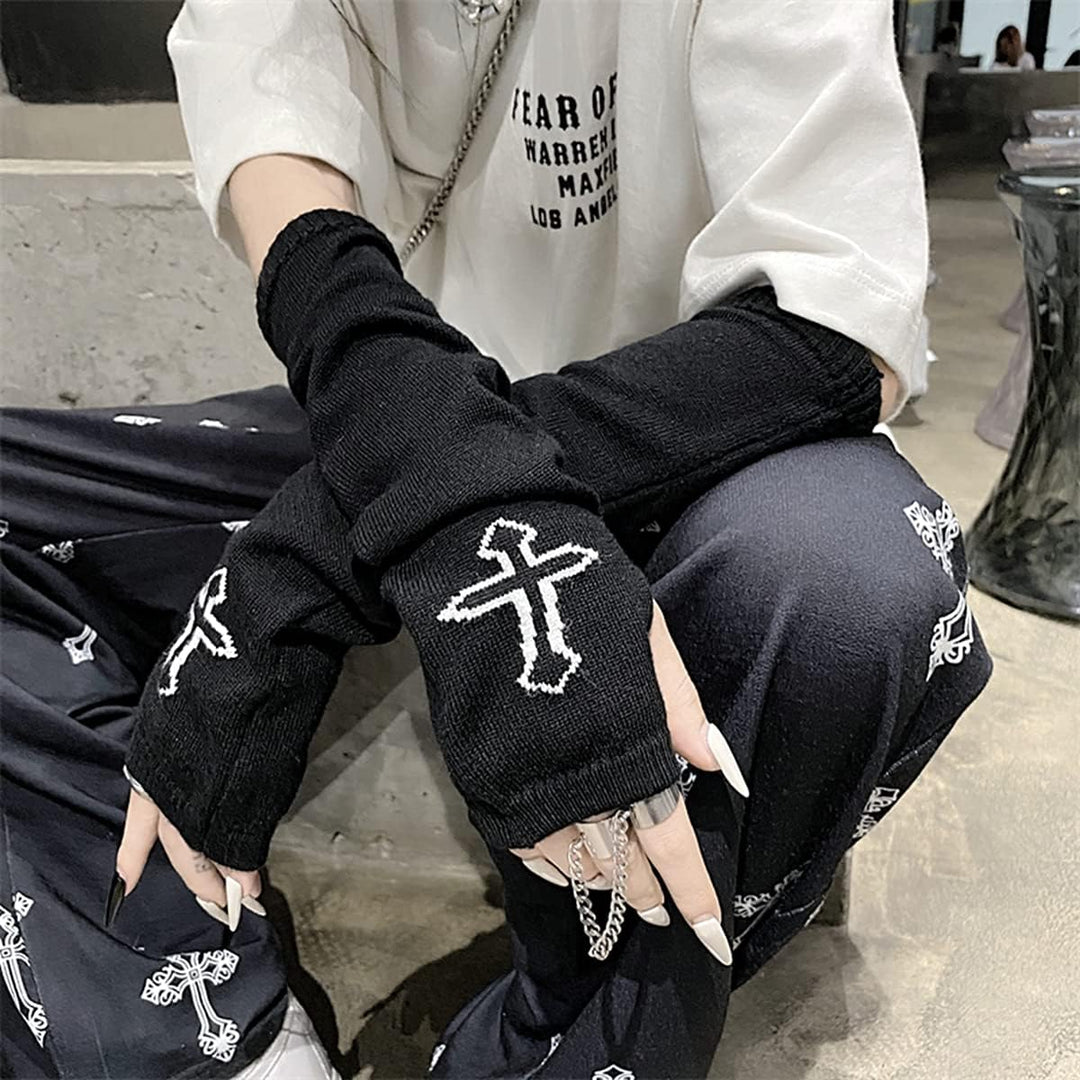 Skateboard Frog Frauen Handschuhe Goth Arm Ärmel Cool Black Moon Cross Printed Hip Hop Armstulpen Cr