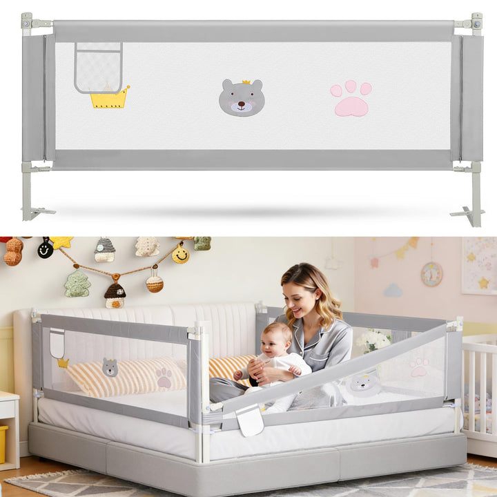 Bettgitter 150cm, Bettgitter Rausfallschutz Bett Höhenverstellbar 70-98cm, Bettschutzgitter Kinderbe