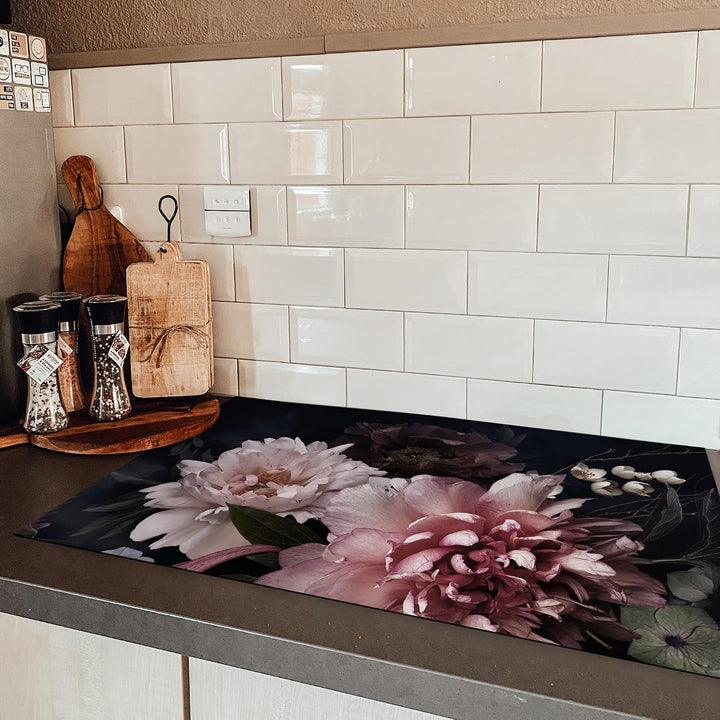 KitchenYeah© Herdabdeckplatte Einteilig Herdabdeckung Abdeckplatte Blumen - Vintage 51.5L x 83B cm,