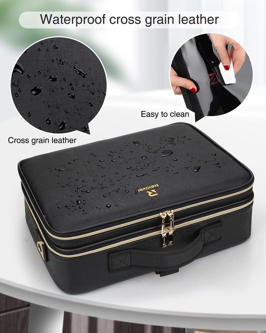 Relavel Grosse Kosmetiktasche - 15.8 inches, Portable Reise Kosmetikkoffer Damen Make Up Tasche Prof