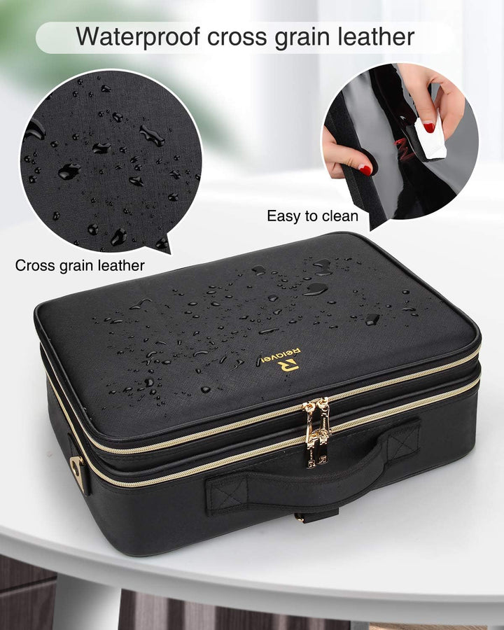 Relavel Grosse Kosmetiktasche - 15.8 inches, Portable Reise Kosmetikkoffer Damen Make Up Tasche Prof