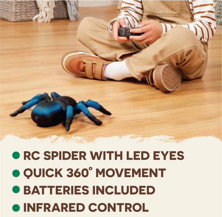 Terra Ferngesteuerte Spinne Blau – RC Vogelspinne mit leuchtenden LED Augen und Fernbedienung – Tara