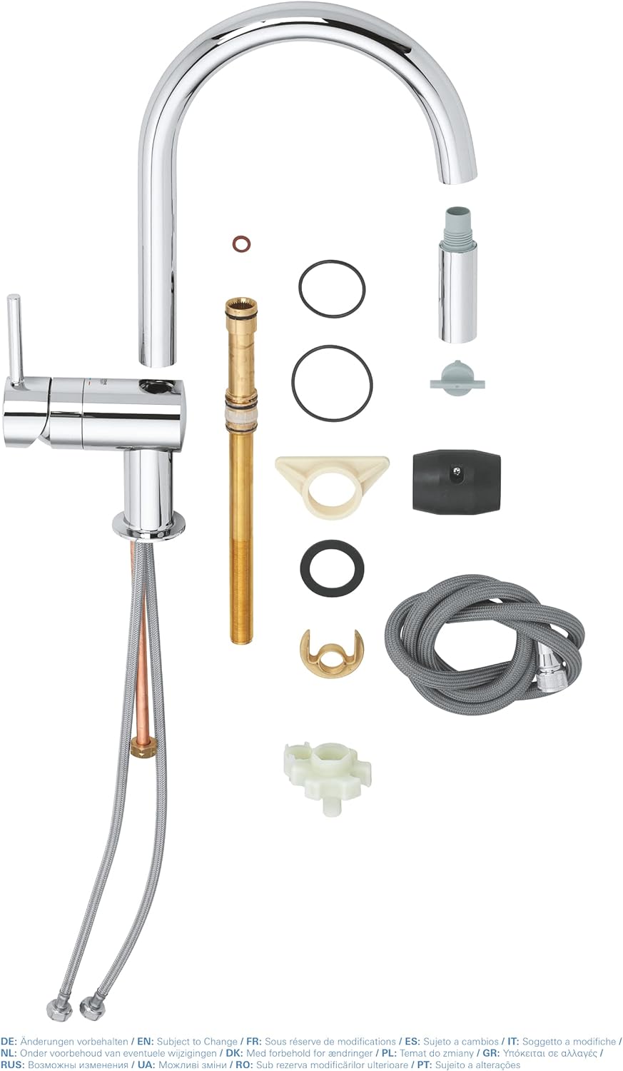 GROHE Minta - Einhand-Spültischarmatur (C-Auslauf, Einlochmontage, herausziehbare Dual Spülbrause, f