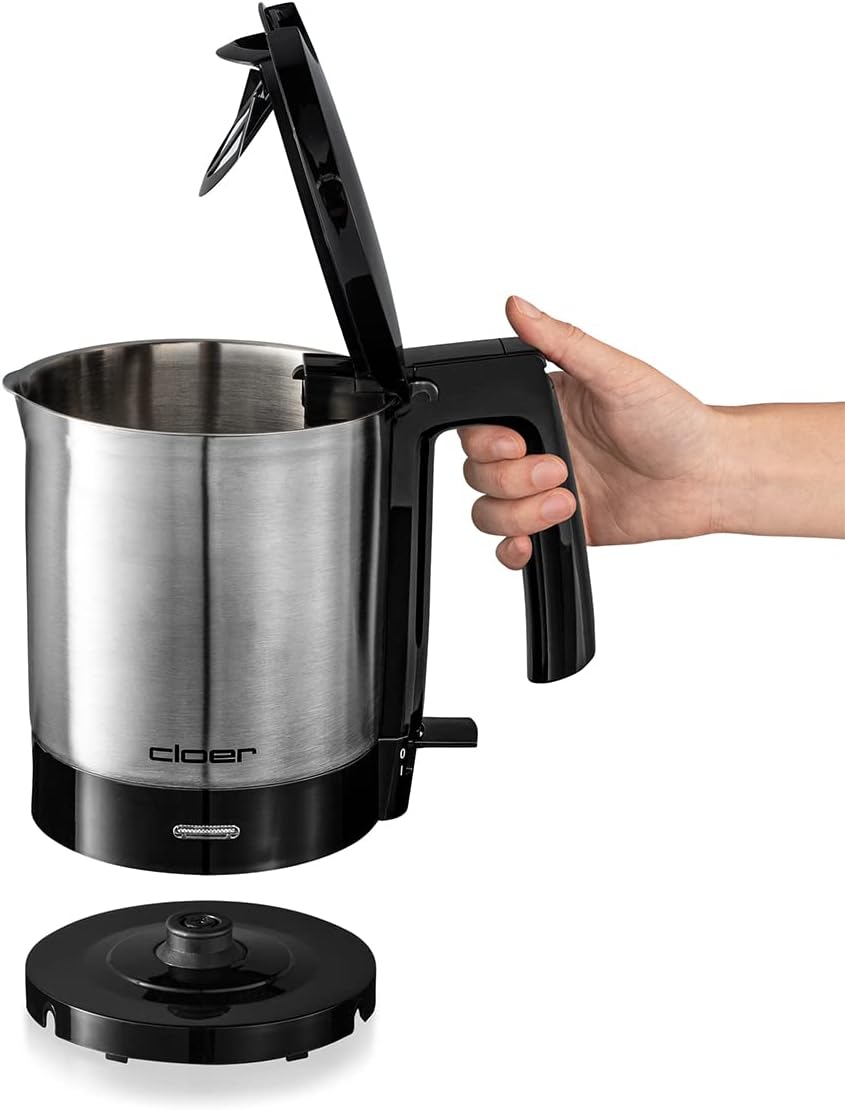 Cloer 4700 Wasserkocher, 2000 W mit innen liegender Füllmengenmarkierung, Trockengeh- und Überhitzun