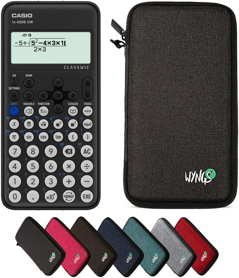 CALCUSO Sparpaket: Casio FX-82DE CW ClassWiz technisch-wissenschaftlicher Schulrechner + WYNGS Schut