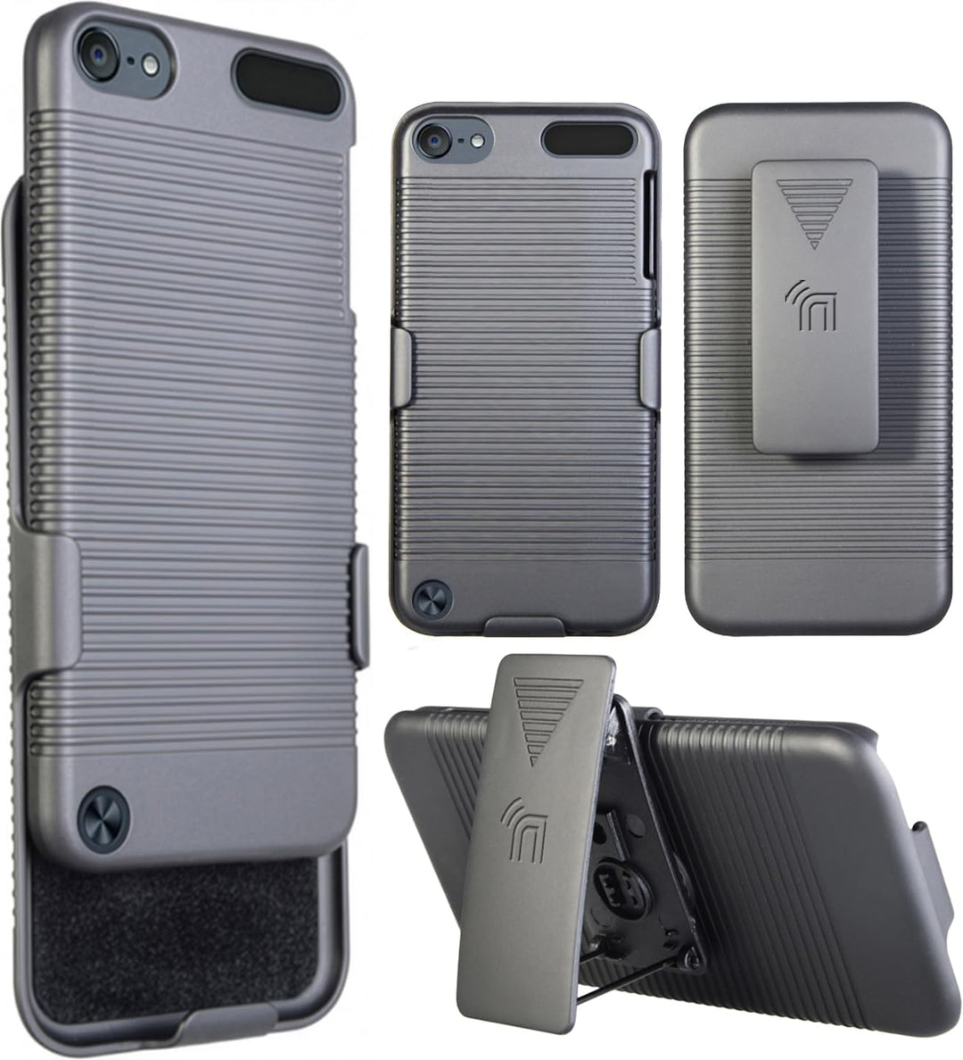 Nakedcellphone Schutzhülle mit Clip für iPod touch 7/6/5, gerippt, Hartschale, Gürtelholster, mit St