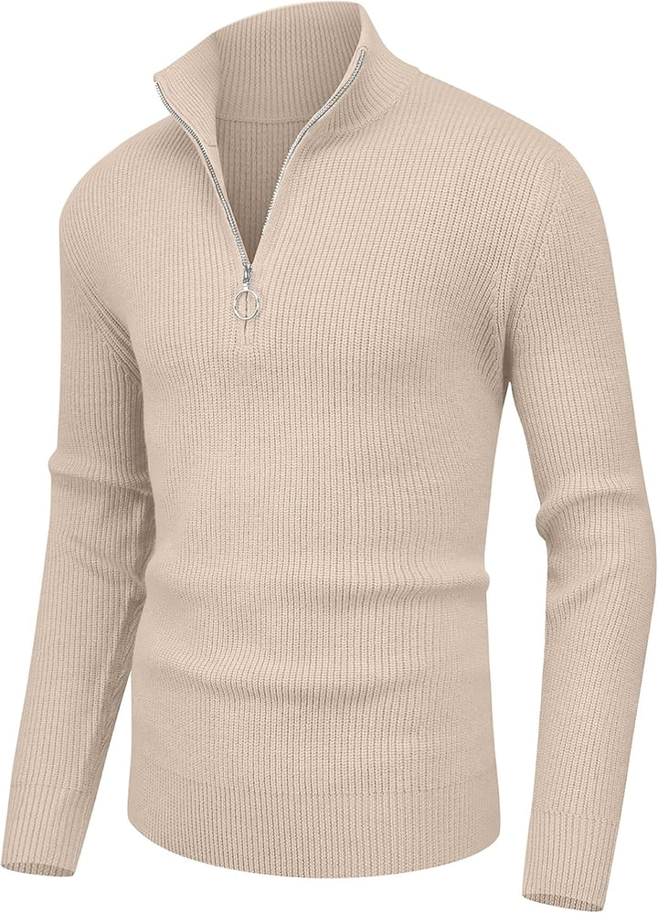 Hisir Pullover Herren Strickpullover 1/4 Zip Pulli Männer, Bequem Weich Warmer Winter Pullover für M