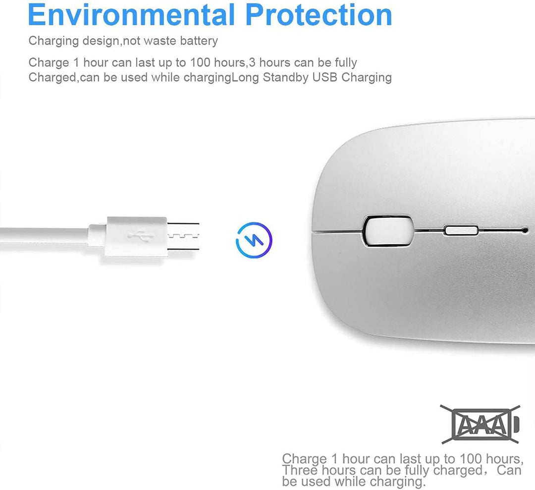 AE WISH ANEWISH Bluetooth Maus with USB-C-Adapter fur Mac/iPad/iPhone/PC/Computer, wiederaufladbar g