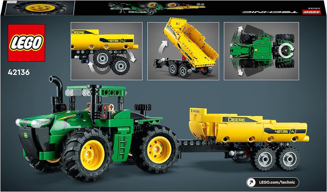 LEGO Technic John Deere 9620R 4WD Tractor, mit kippbarem Anhänger, klassisches Bauernhofspielzeug fü
